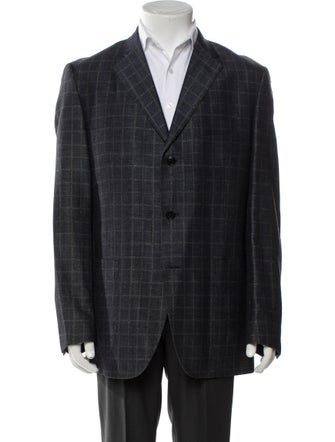 Boglioli Virgin Wool Plaid Print Blazer