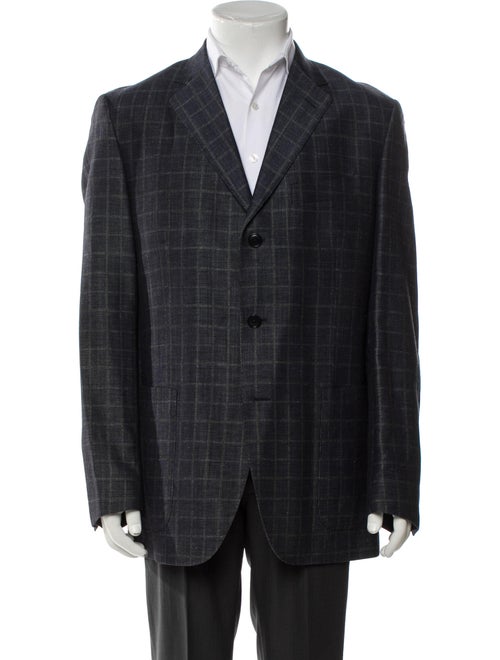 Boglioli Virgin Wool Plaid Print Blazer