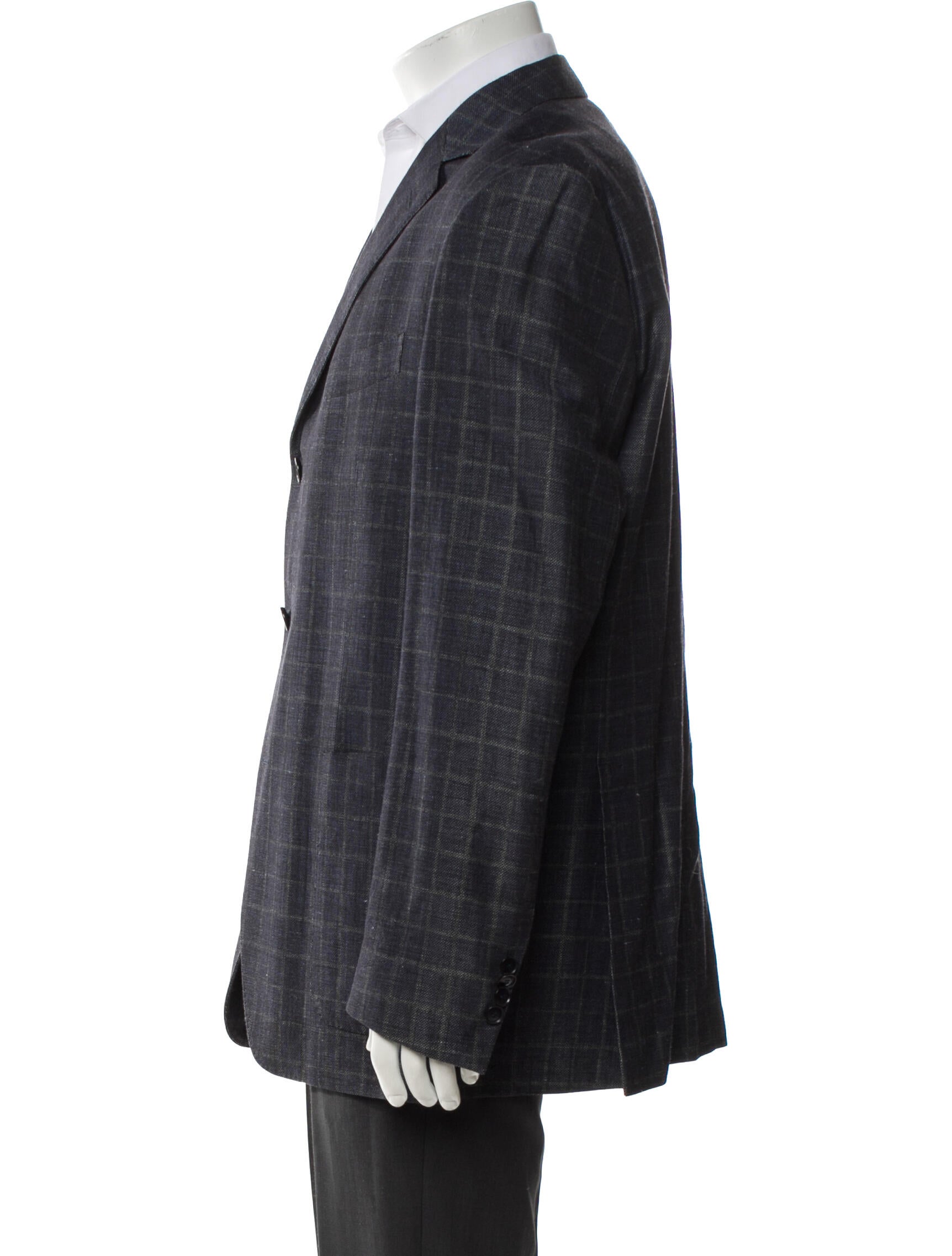 Boglioli Virgin Wool Plaid Print Blazer
