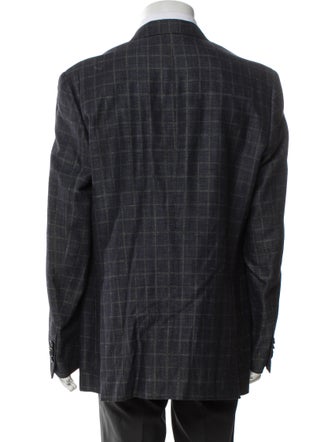 Boglioli Virgin Wool Plaid Print Blazer