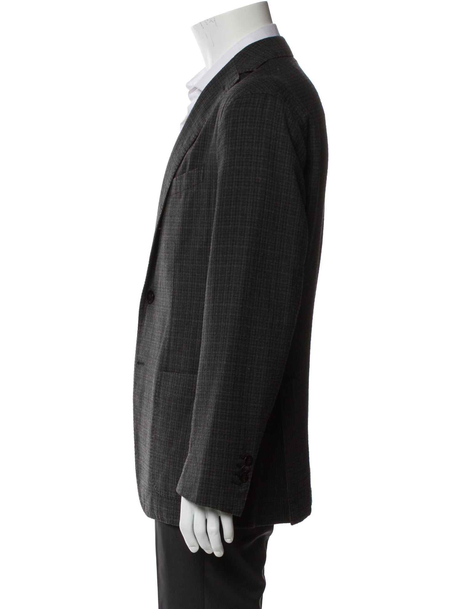 Boglioli Virgin Wool Plaid Print Blazer