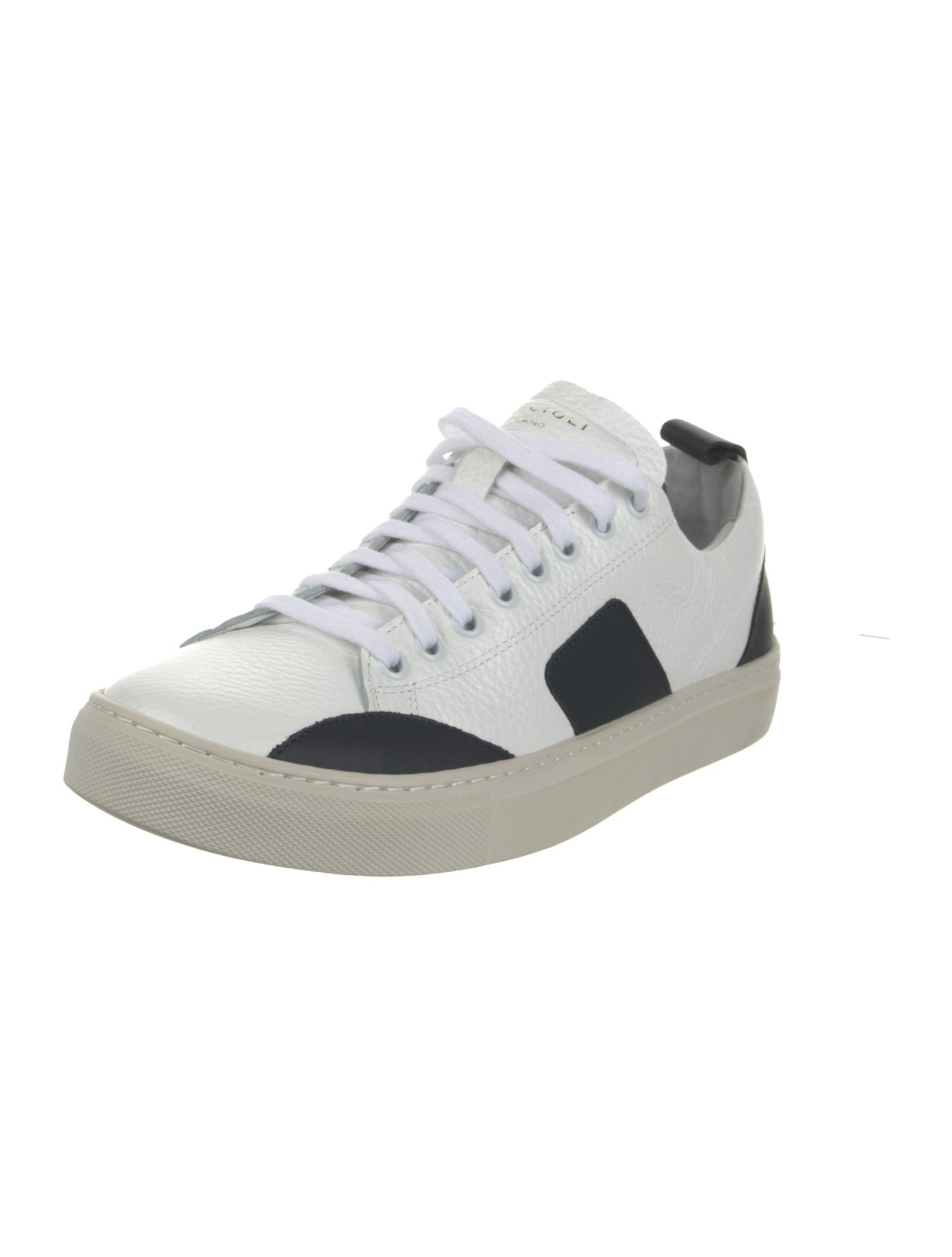 Boglioli Leather Colorblock Pattern Sneakers