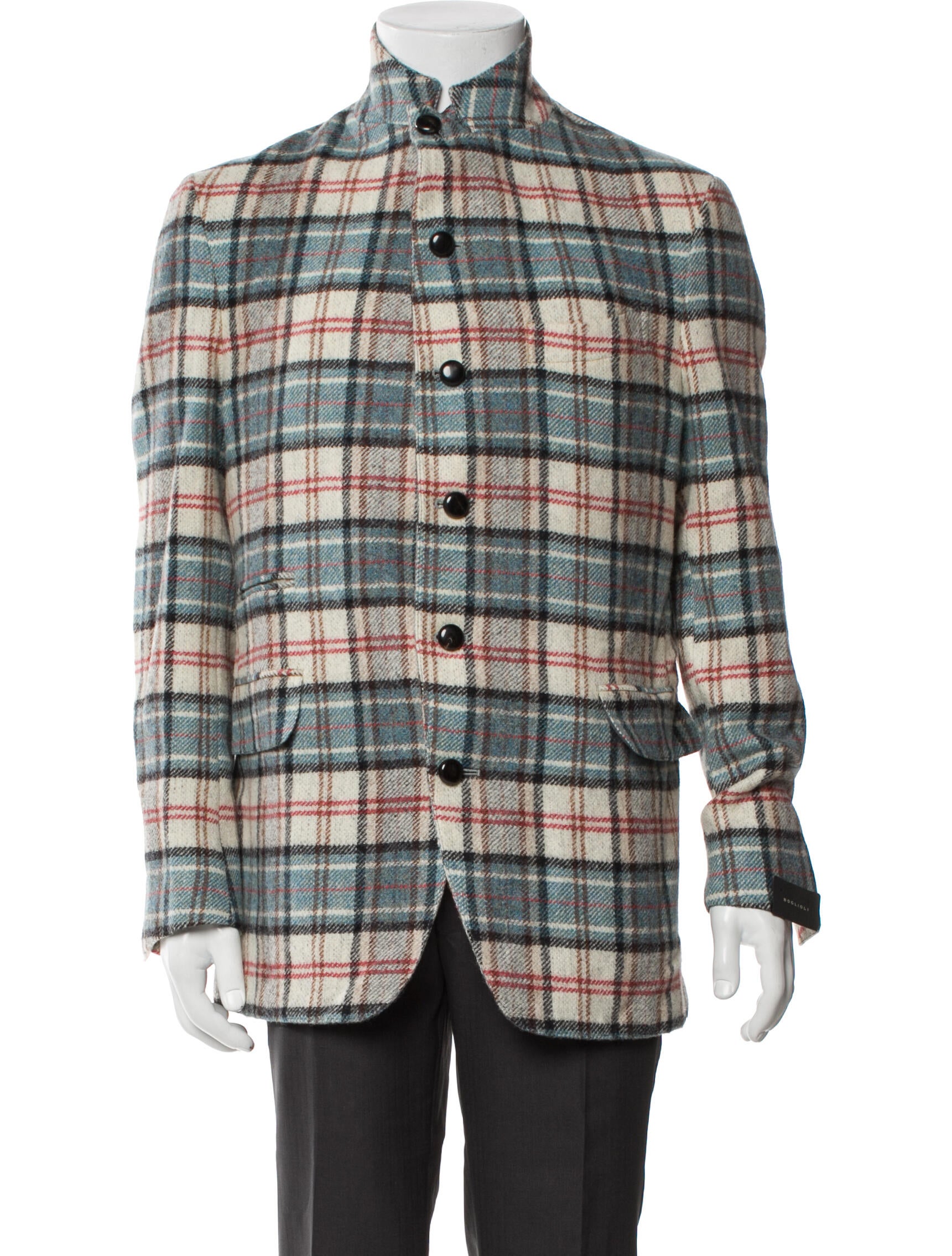 Boglioli Wool Plaid Print Trucker Jacket