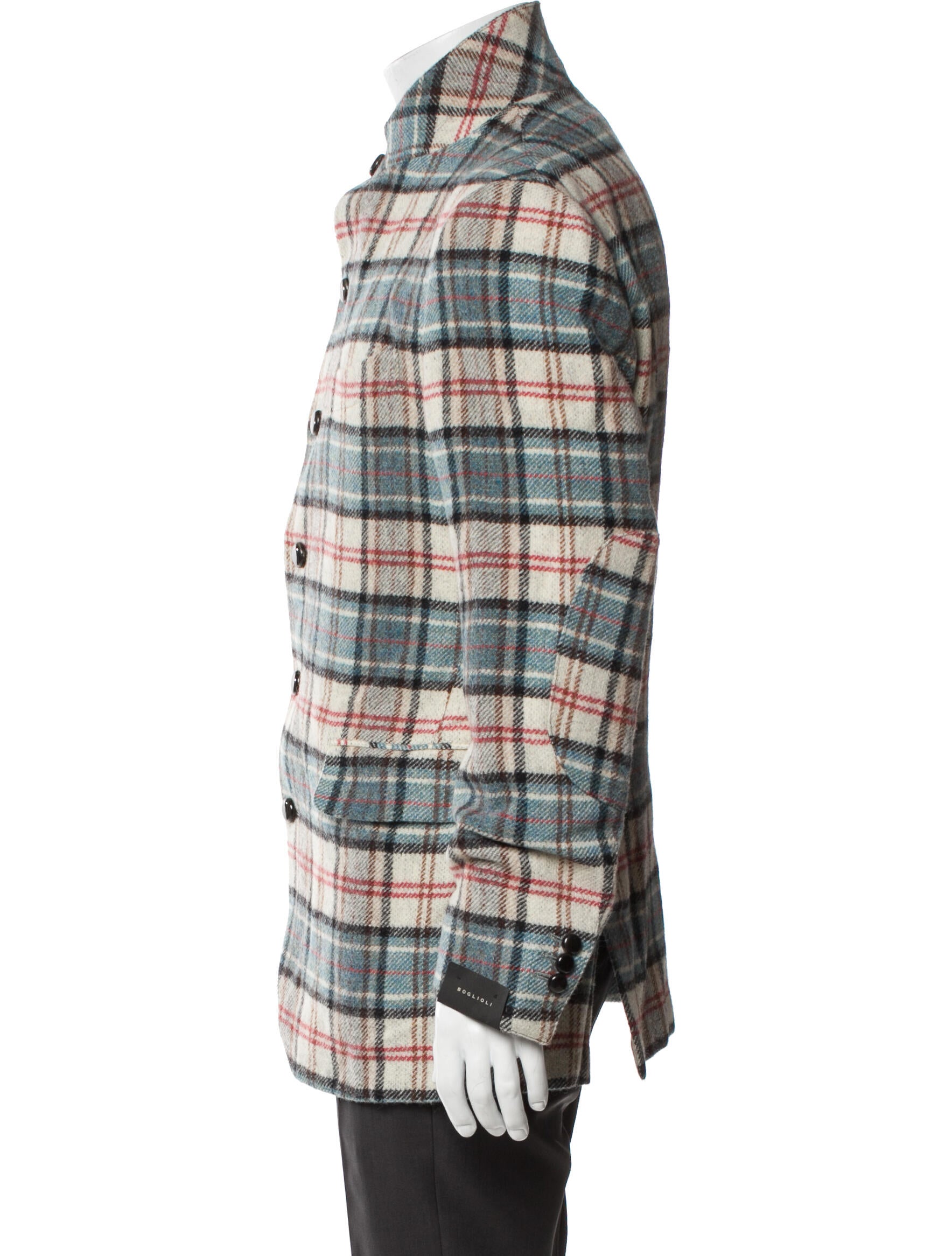 Boglioli Wool Plaid Print Trucker Jacket