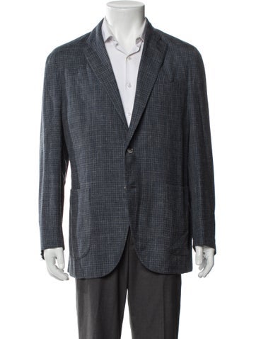 Pre-owned Boglioli Virgin Wool Plaid Print Blazer In Gray