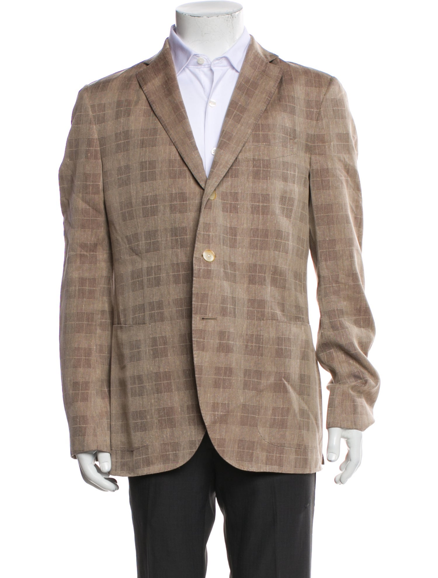 Boglioli Silk Plaid Print Blazer