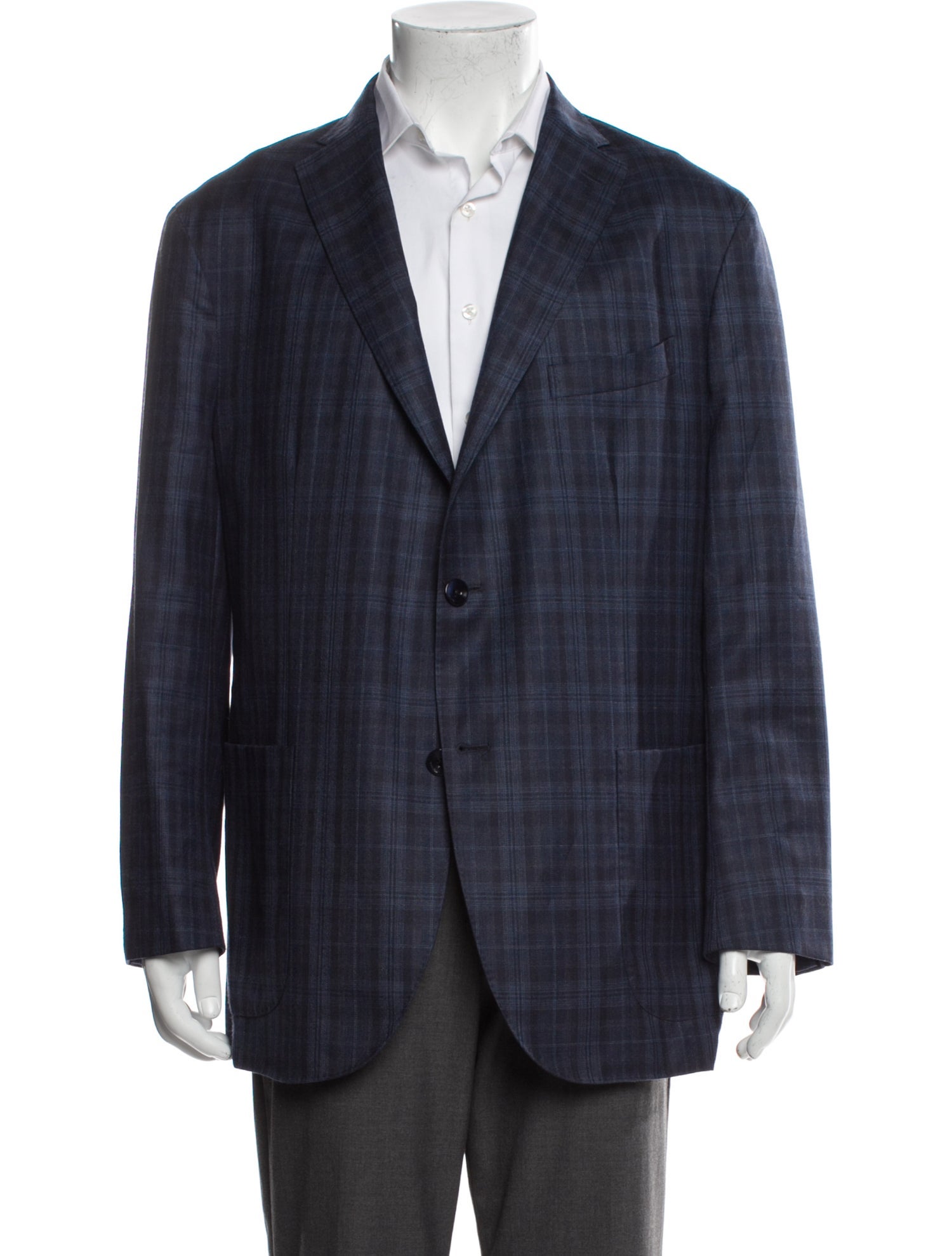 Boglioli Virgin Wool Plaid Print Blazer