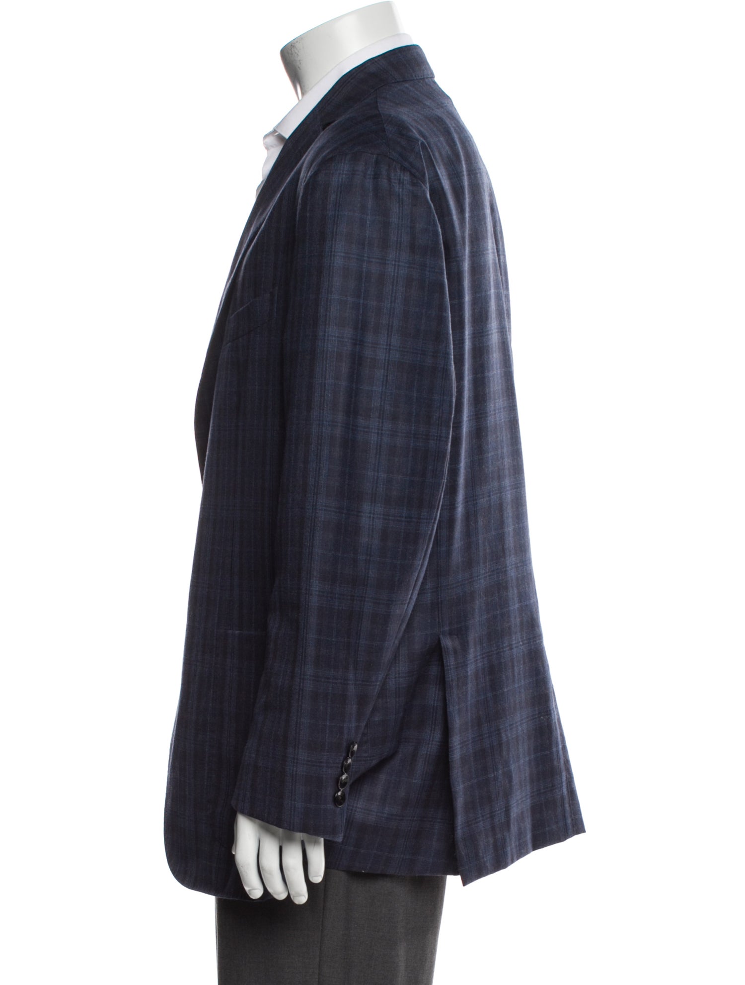 Boglioli Virgin Wool Plaid Print Blazer