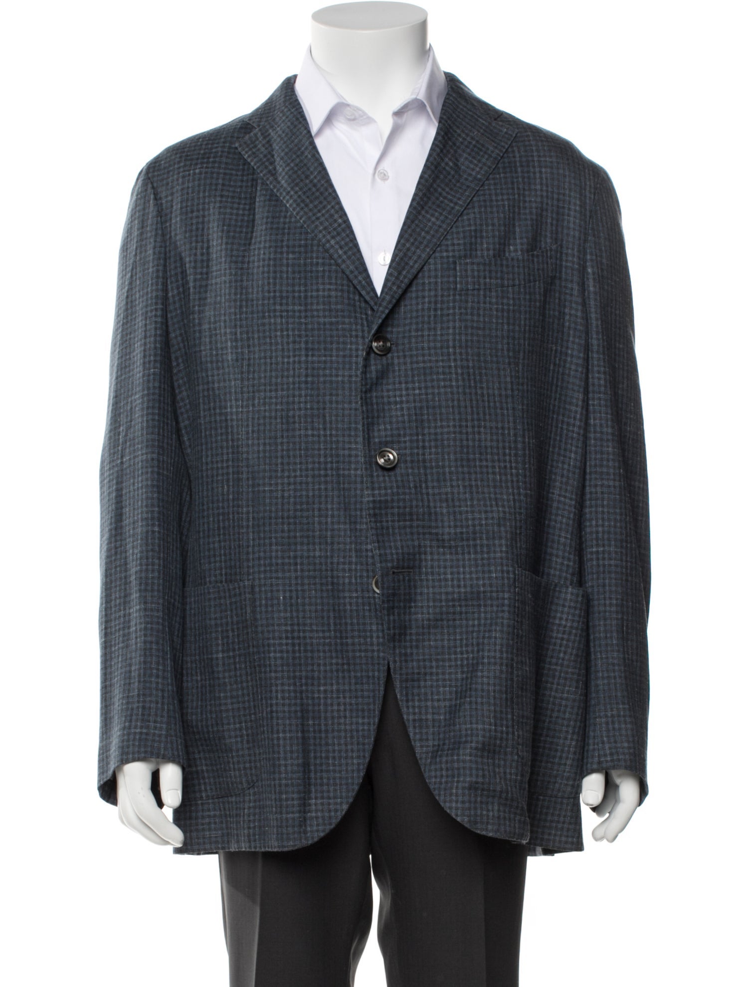 Boglioli Virgin Wool Plaid Print Blazer