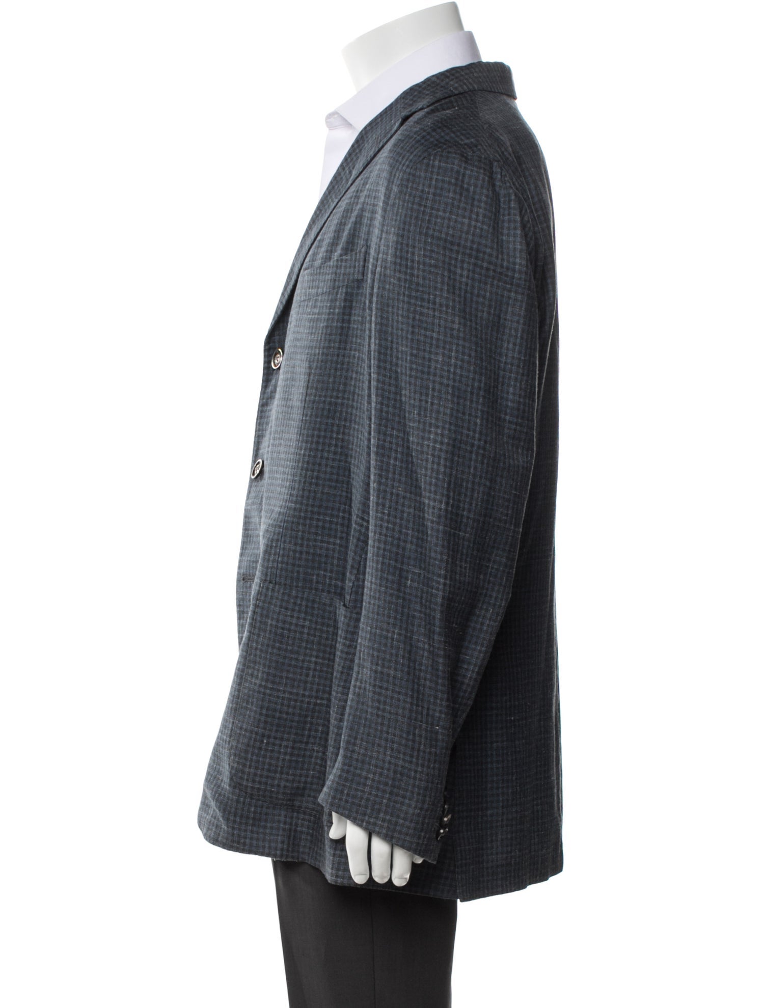 Boglioli Virgin Wool Plaid Print Blazer