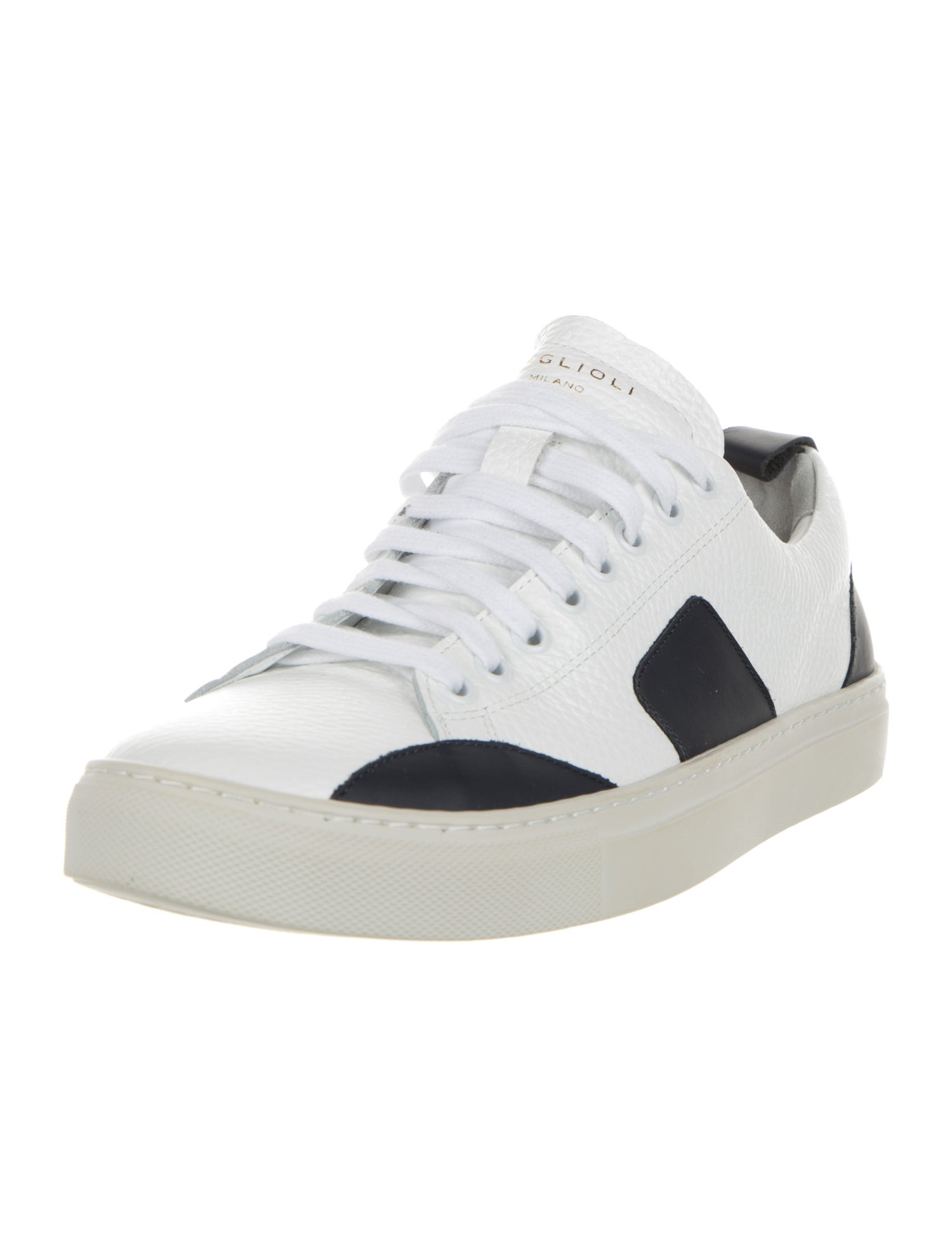 Boglioli Leather Colorblock Pattern Athletic Sneakers