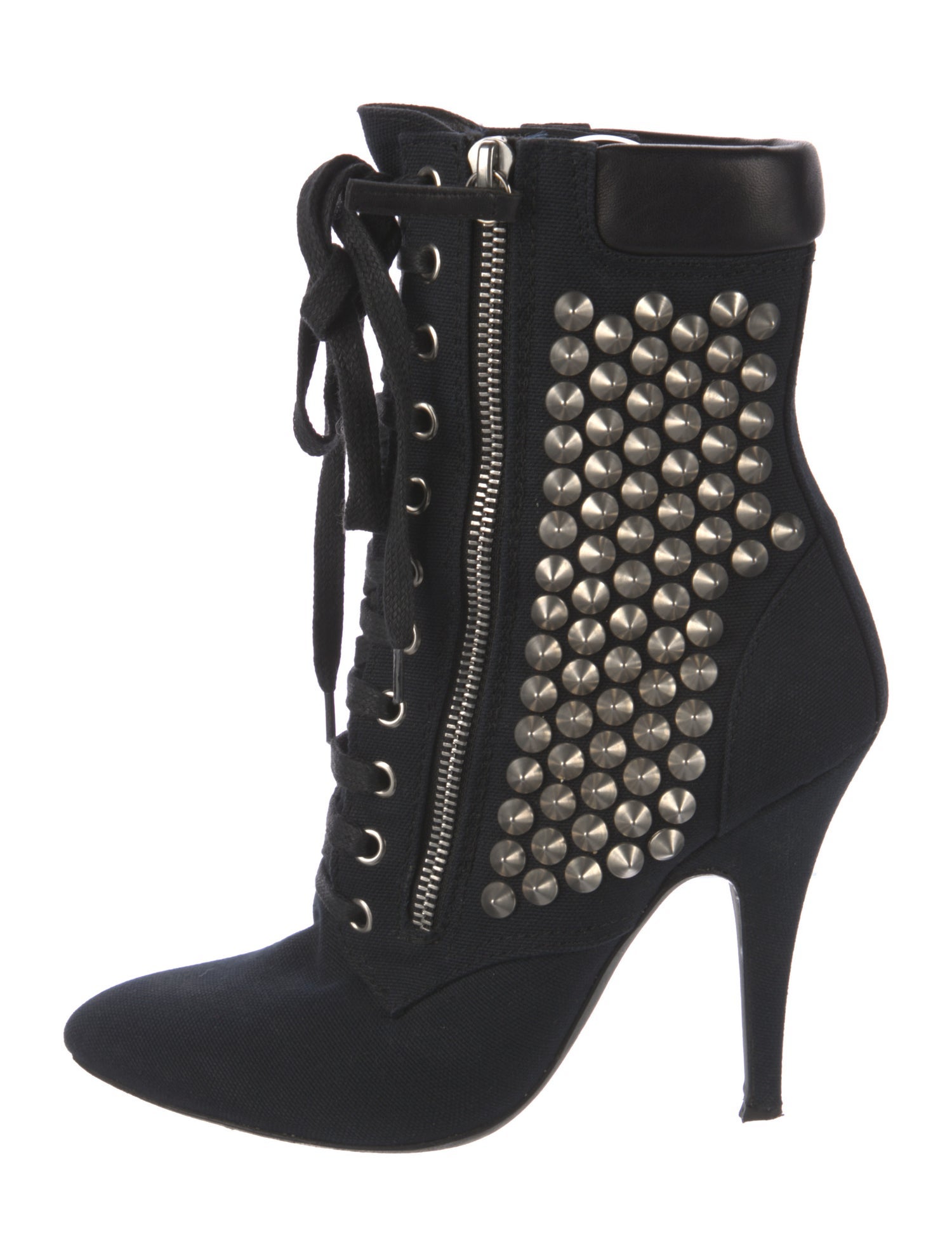 Giuseppe Zanotti x Balmain Canvas Studded Accents Lace-Up Boots