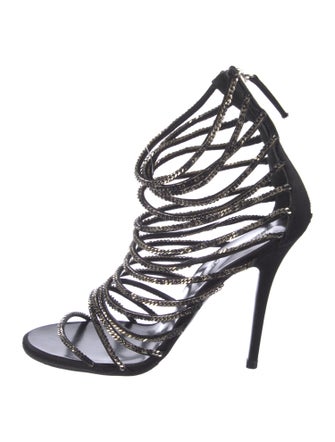 Giuseppe Zanotti x Balmain Satin Chain-Link Accents Gladiator Sandals