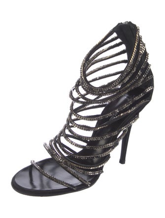 Giuseppe Zanotti x Balmain Satin Chain-Link Accents Gladiator Sandals