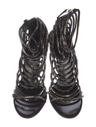 Giuseppe Zanotti x Balmain Satin Chain-Link Accents Gladiator Sandals