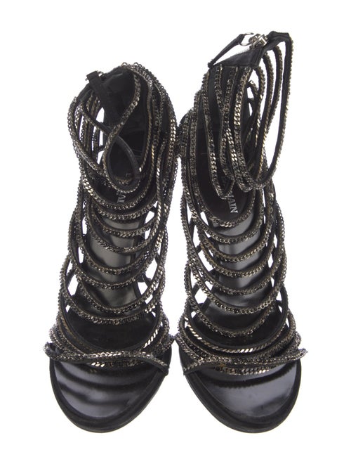 Giuseppe Zanotti x Balmain Satin Chain-Link Accents Gladiator Sandals