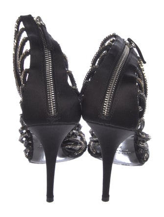 Giuseppe Zanotti x Balmain Satin Chain-Link Accents Gladiator Sandals