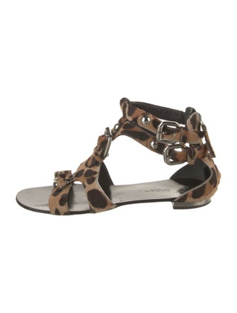 Giuseppe Zanotti x Balmain Ponyhair Animal Print Gladiator Sandals