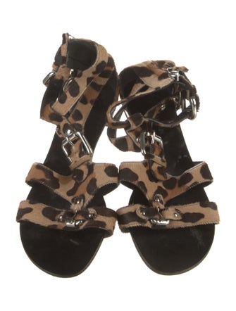 Giuseppe Zanotti x Balmain Ponyhair Animal Print Gladiator Sandals