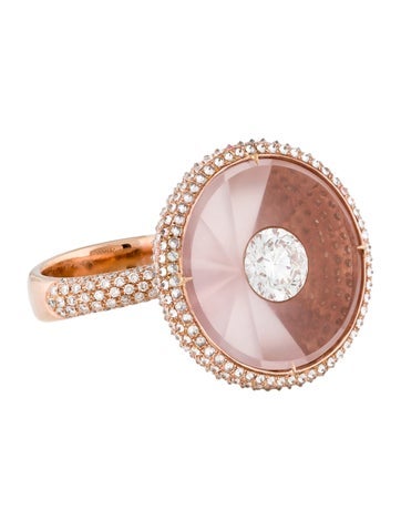 Bhansali Cocktail Ring 18K Rose Quartz & Diamond heirloom Collection 6.75