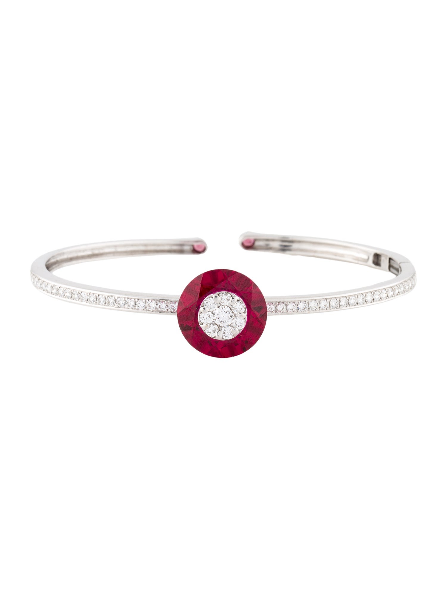 Bhansali 18K Synthetic Ruby & Diamond ONE Cuff Bracelet