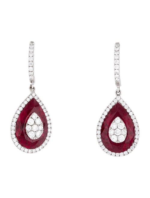 Bhansali 18K Synthetic Ruby & Diamond ONE Drop Earrings