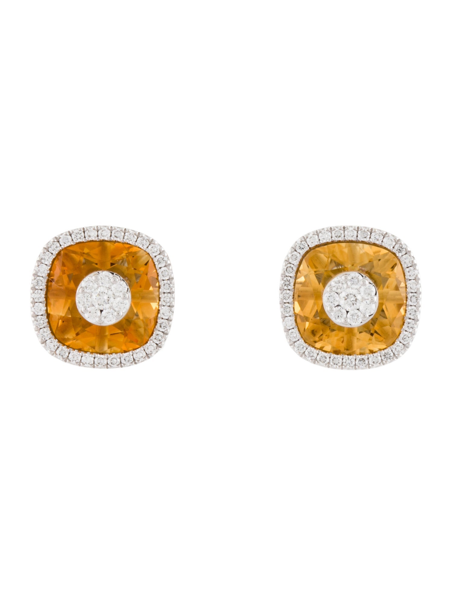 Bhansali 18K Citrine & Diamond Halo One Stud Earrings