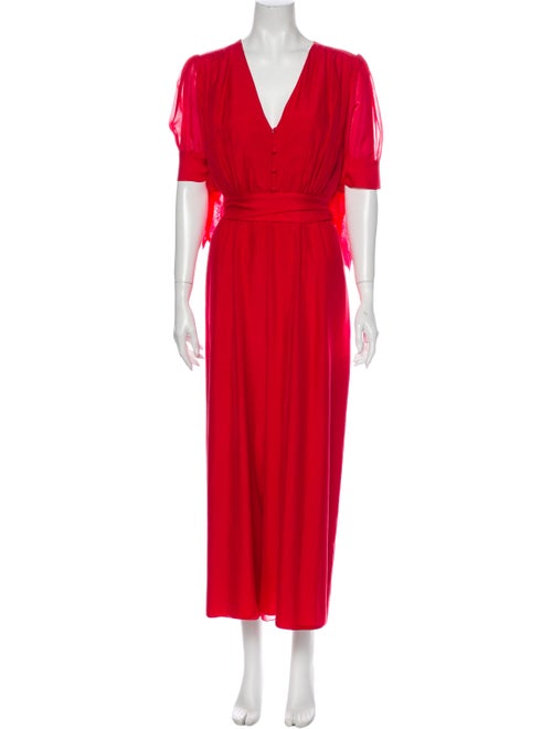 Beulah V-Neck Jumpsuit Red