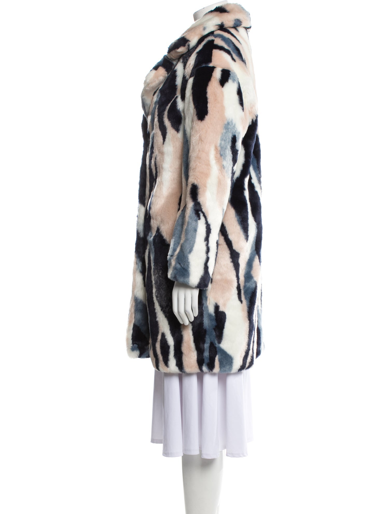 Beulah London Beulah Striped Faux Fur Coat