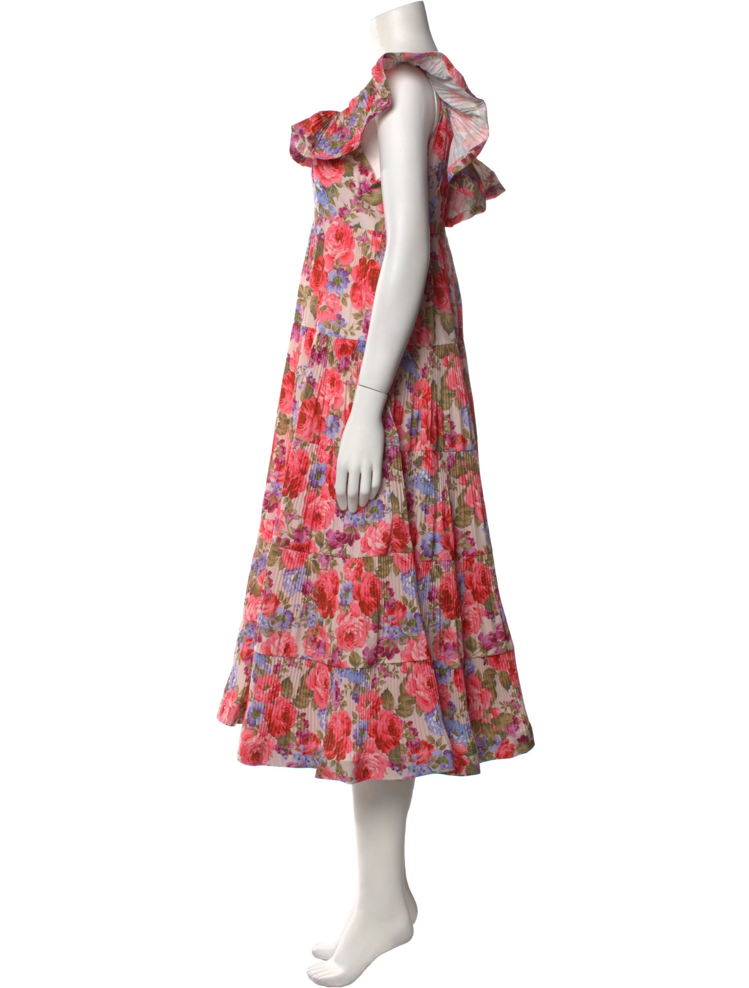 Beulah London Floral Print Midi Length Dress