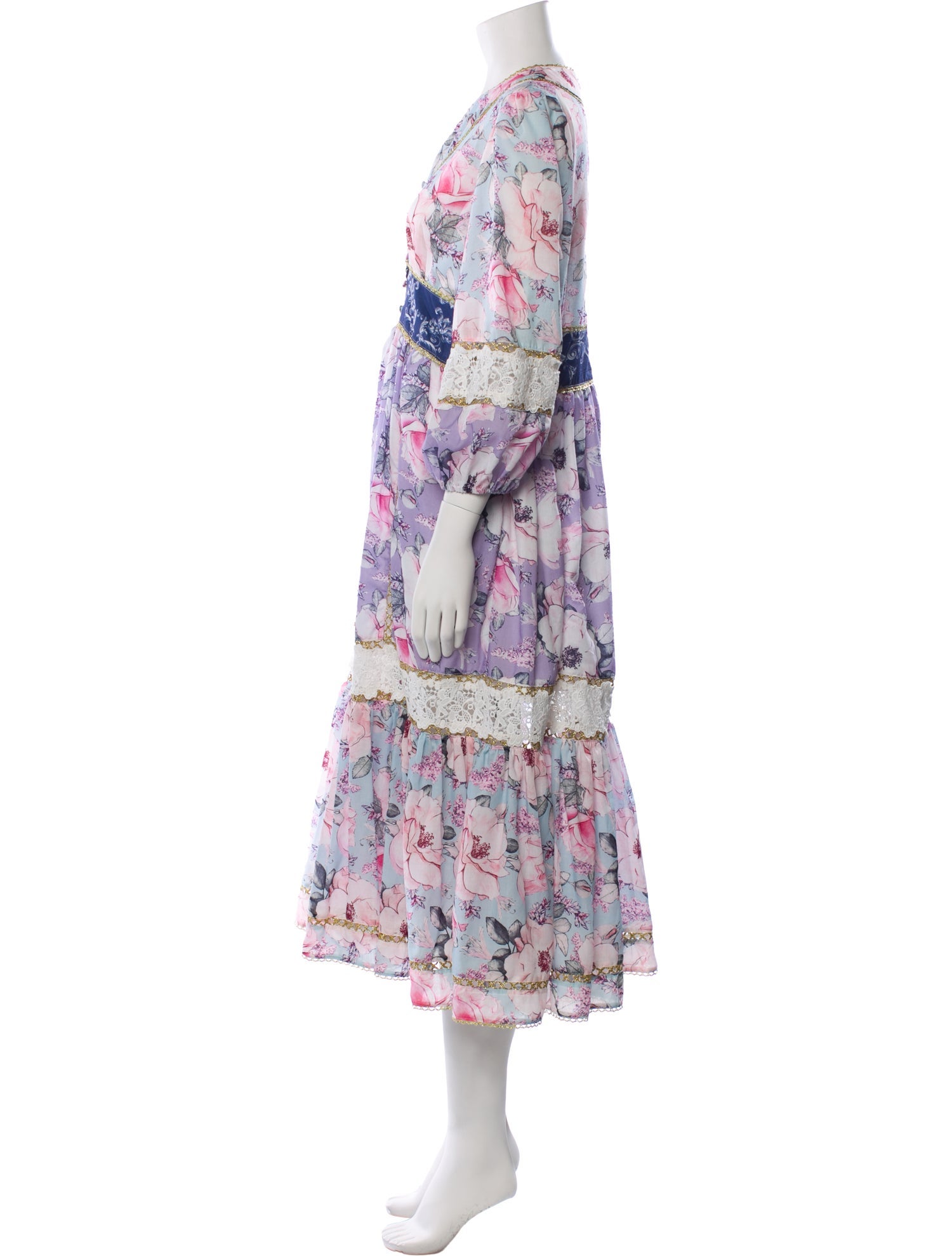 Beulah London Floral Print Long Dress