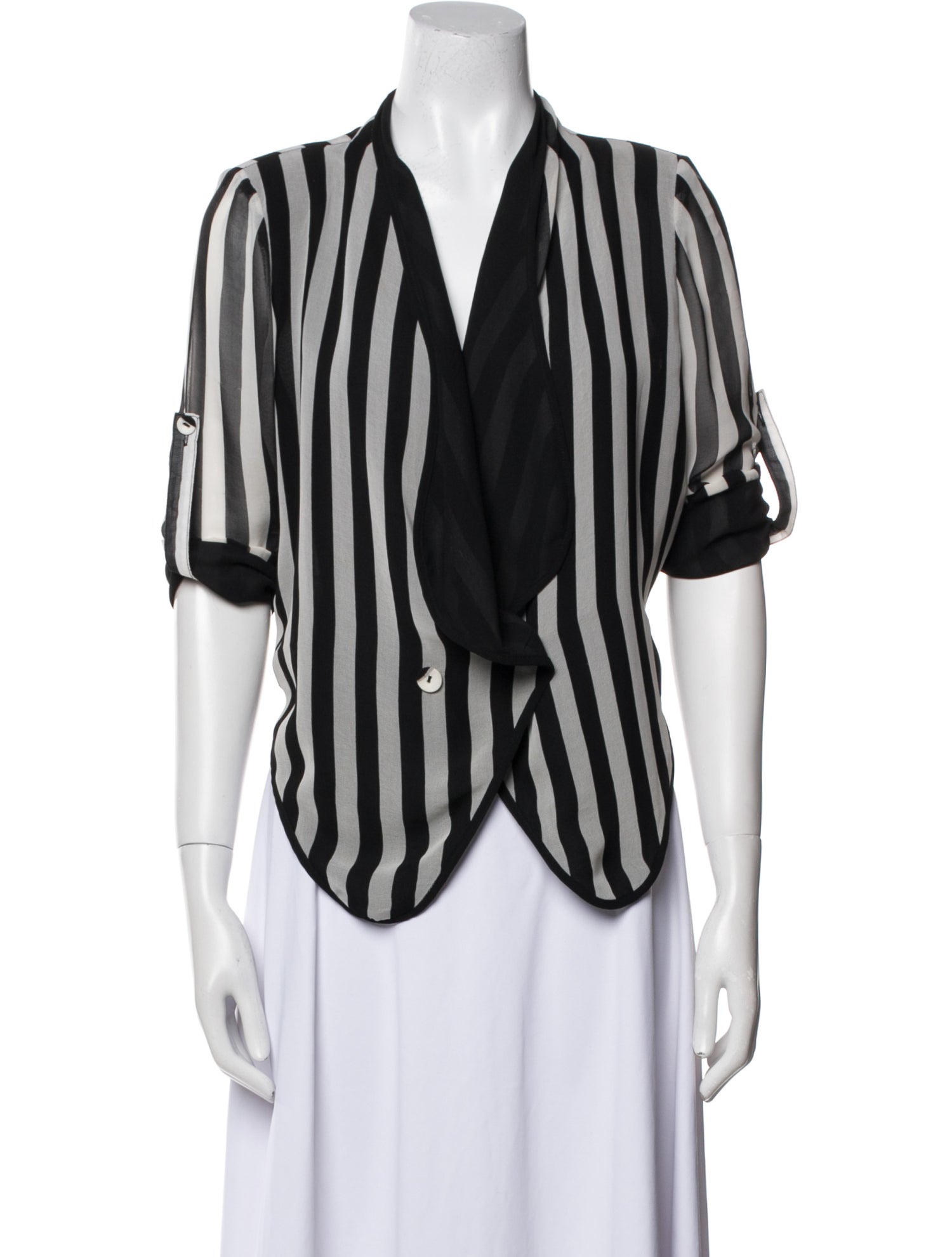 Beulah London Striped V-Neck Blouse