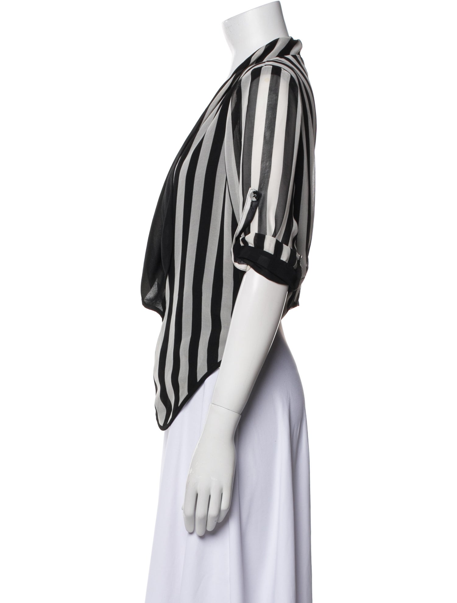 Beulah London Striped V-Neck Blouse