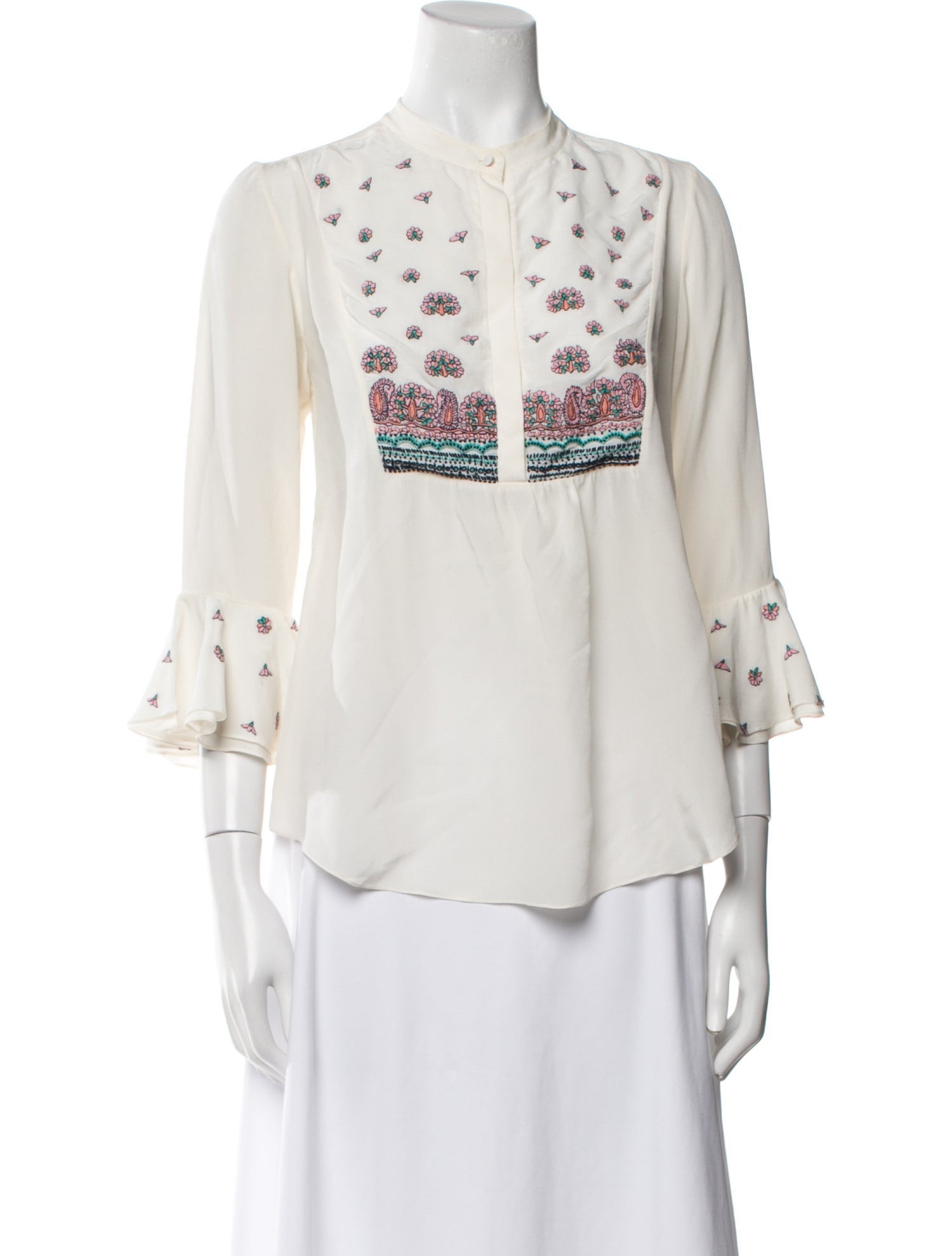Beulah London Silk Mock Neck Blouse