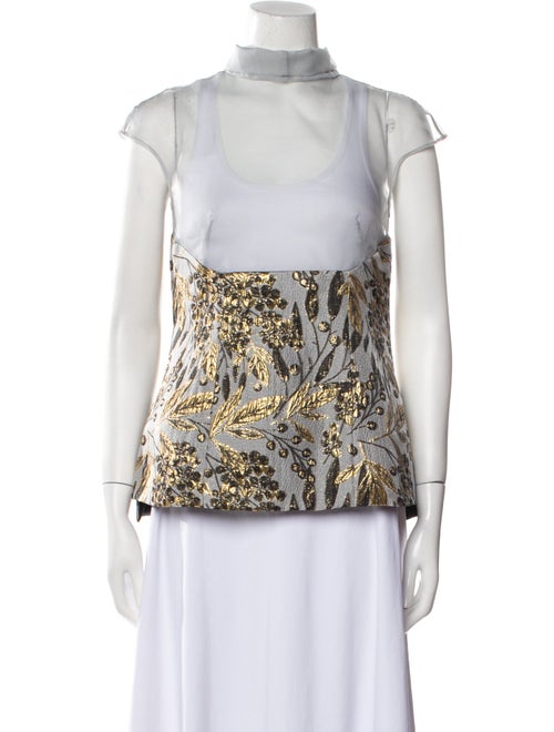 Bibhu Mohapatra Printed Mock Neck Blouse