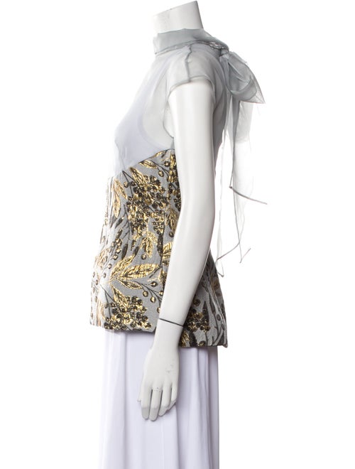 Bibhu Mohapatra Printed Mock Neck Blouse