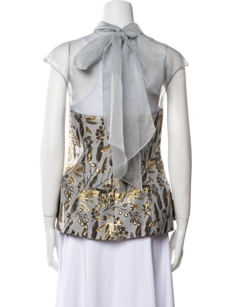 Bibhu Mohapatra Printed Mock Neck Blouse