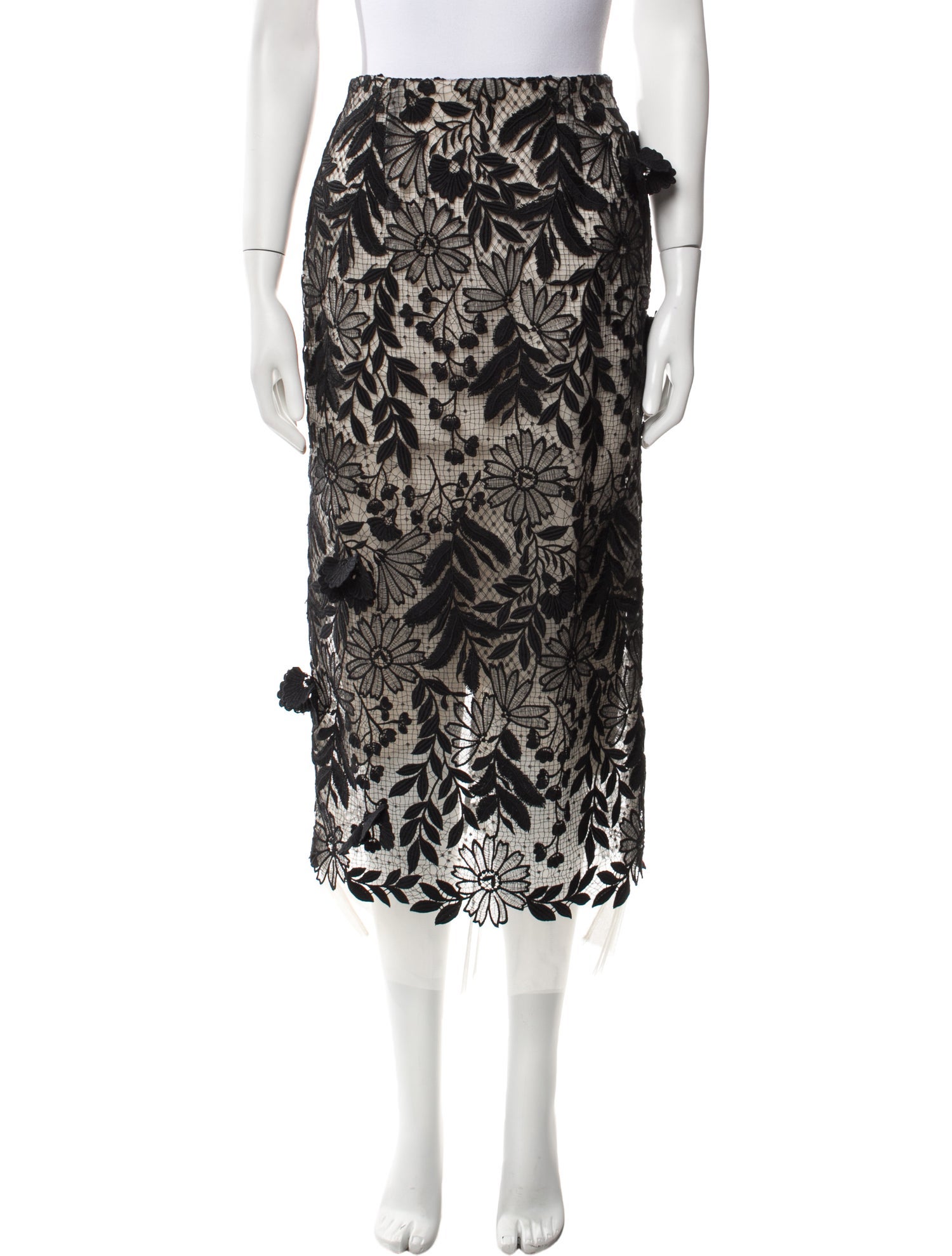 Bibhu Mohapatra Lace Pattern Midi Length Skirt