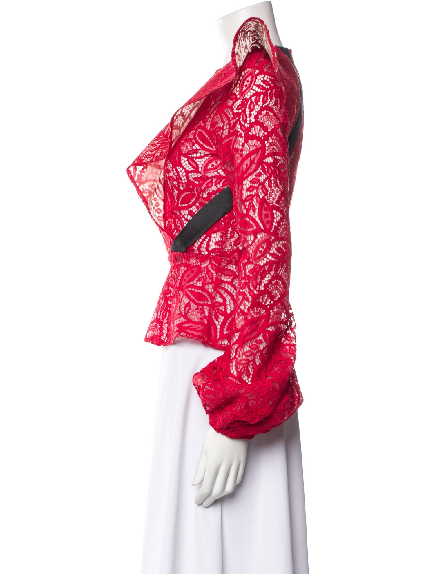 Bibhu Mohapatra Lace Pattern Plunge Neckline Blouse