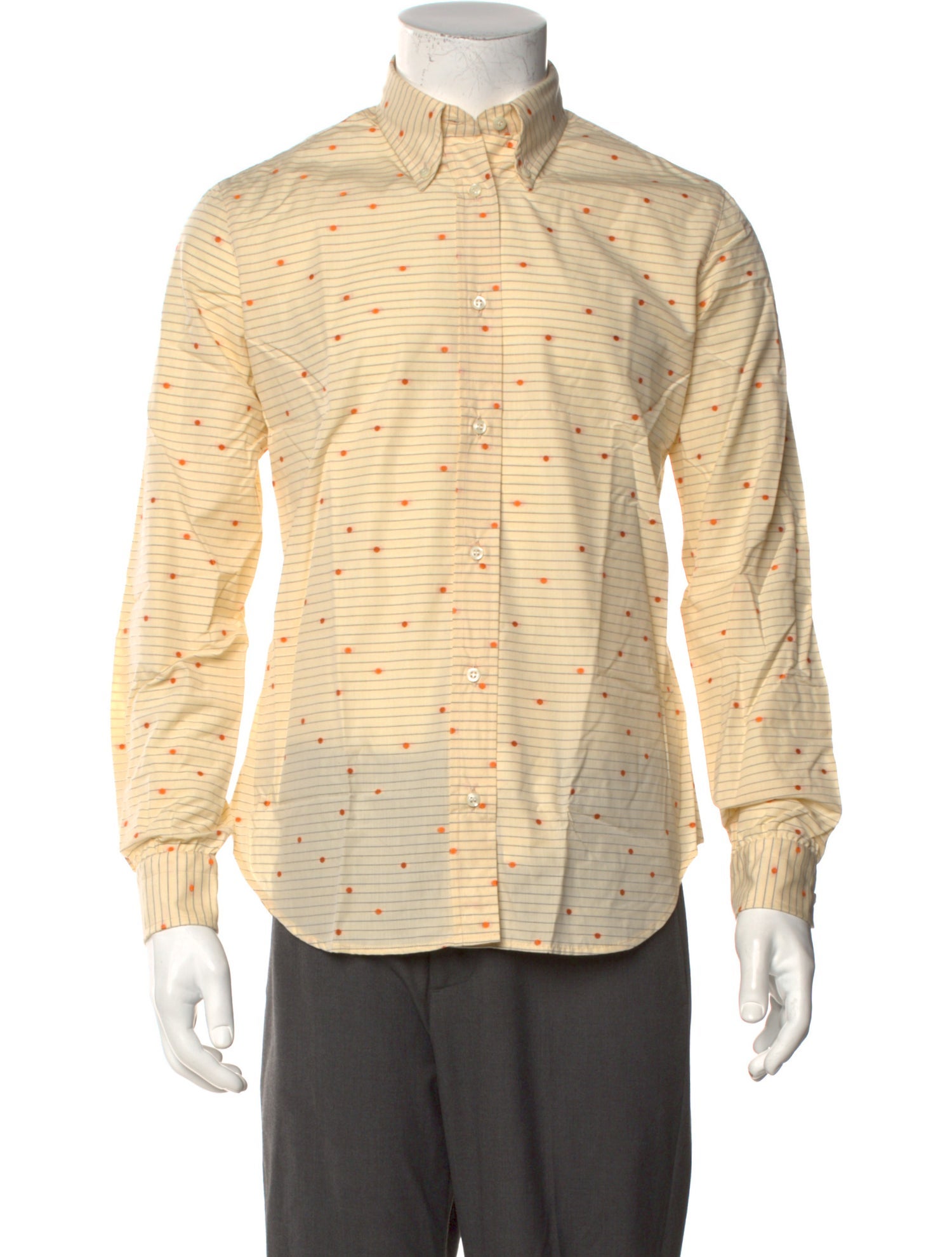 Biella Collezioni Polka Dot Print Long Sleeve Dress Shirt