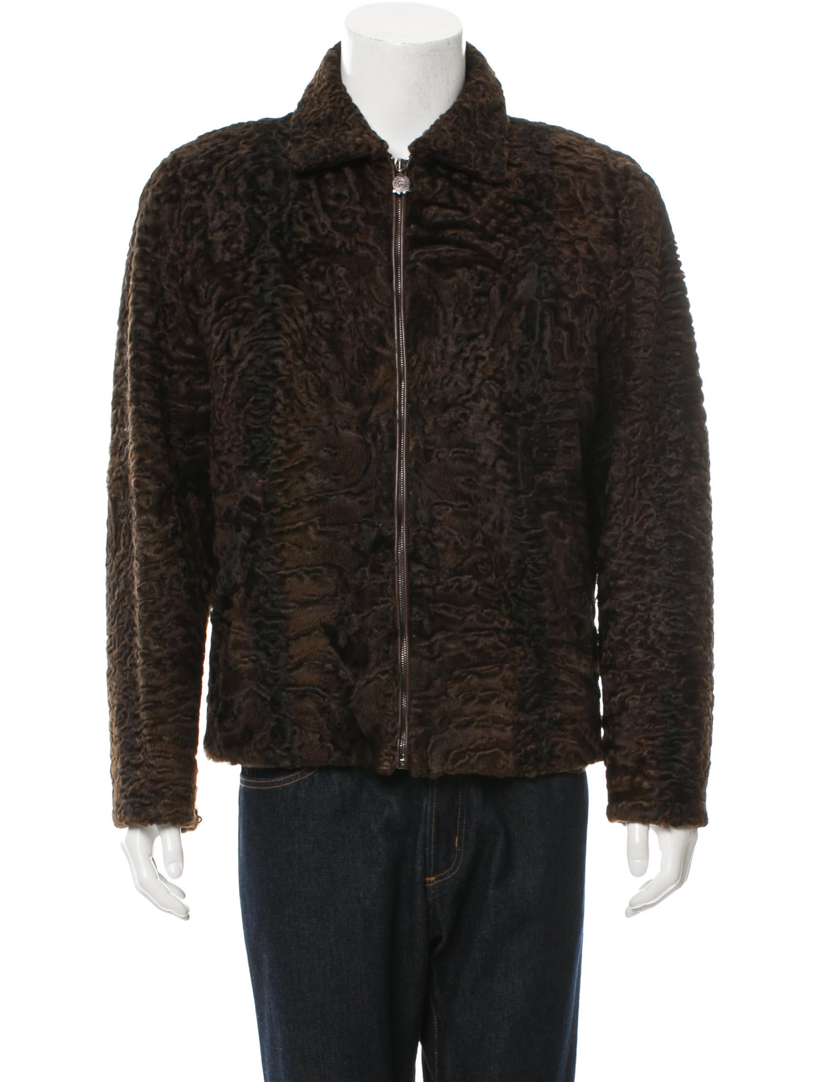 Bijan LeatherTrimmed Shearling Jacket Brown Outerwear, Clothing