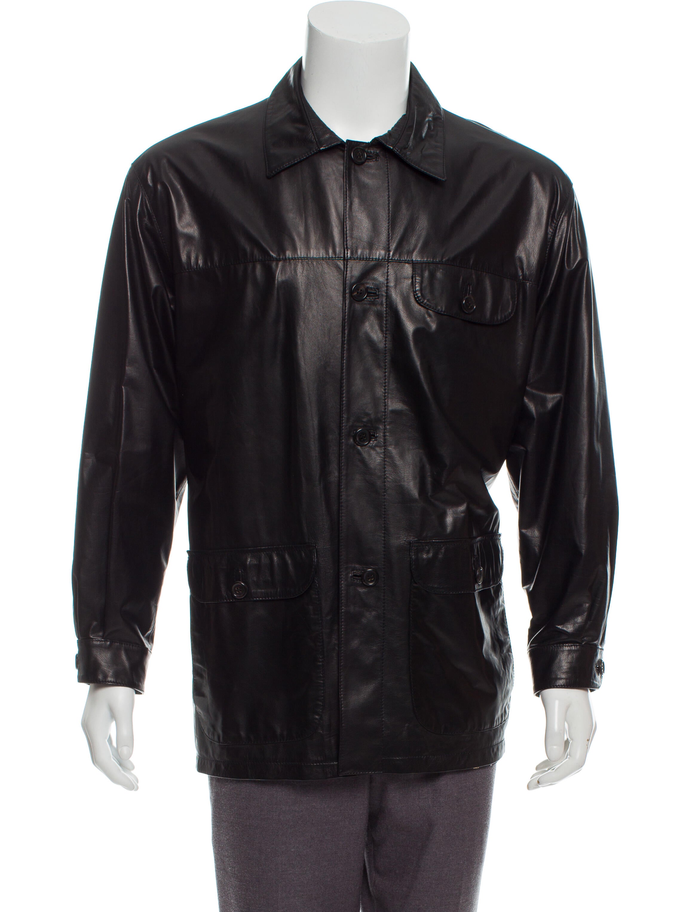 Bijan Leather ButtonUp Jacket Clothing BIJAN20210 The RealReal