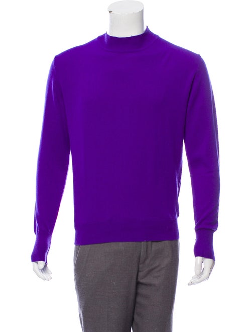 Bijan Cashmere Embroidered Sweater purple