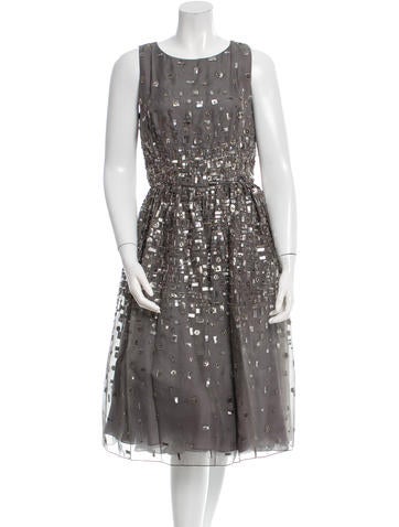 Bill Blass Embellished Silk Organza Dress