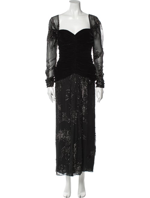 Bill Blass Square Neckline Long Dress Black