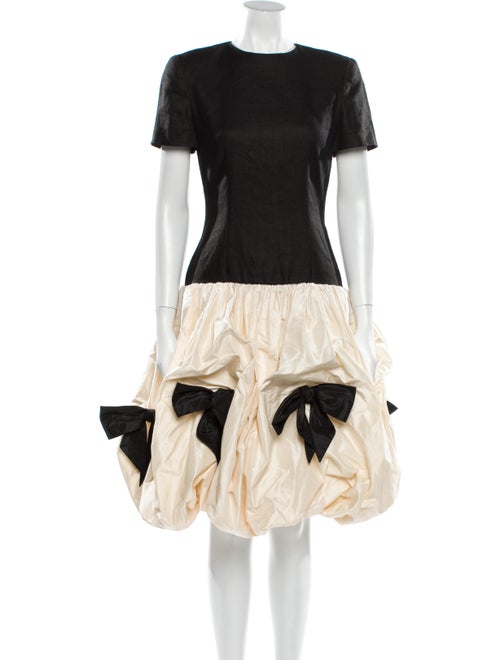 Bill Blass Printed Midi Length Dress Black