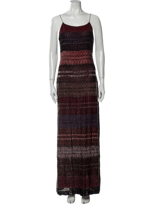 Bill Blass Printed Long Dress Black