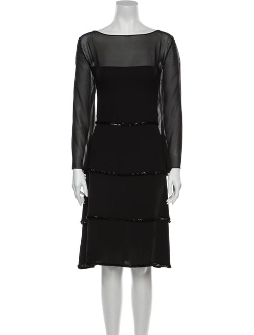Bill Blass Bateau Neckline Knee-Length Dress Black