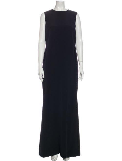 Bill Blass Crew Neck Long Dress Blue