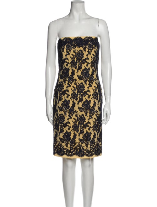 Bill Blass Lace Pattern Mini Dress Yellow